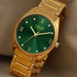 CARLOS PHILIP Romaluxe Men Embellished & Dial Straps Analogue Watch RSG 13 Green IGP-image-67
