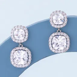 Kushal's Fashion Jewellery Rhodium-Plated Zircon Studded Party Classic Drop Earrings-image-98