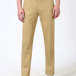 Peter England Casuals Men Solid Mid-Rise Cotton Slim Fit Trousers-picture-35