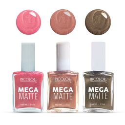 INCOLOR Set Of 3 Mega Matte Nail Paint - 17 ml Each - 38 - 34 - 54-18