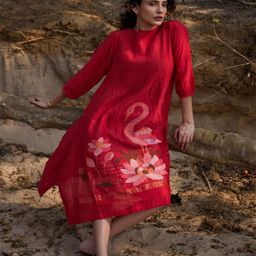 Sarron Women Graphic Printed A-Line Midi Dress-image-31