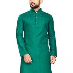 Men Solid Straight Kurta (Green)-image-44