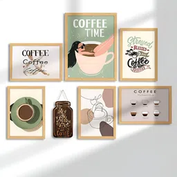 Art Street Beige & Green 6 and more Piece Paper Abstract Wall Paintings-image-72