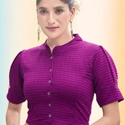 Moda Rapido Woven Design Mandarin Collar Saree Blouse-picture-13