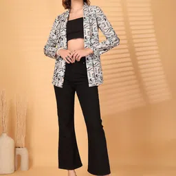 BEING NAUGHTY Women Printed Shawl Collar Blazer-picture-42