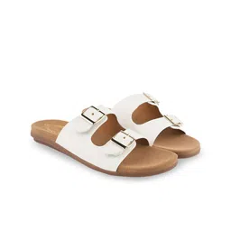 Shoetopia Women Solid Open Toe Flats with Buckles-6
