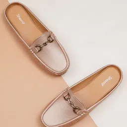 Sherrif Shoes Women Textured Mules Flats-26