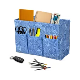 Aura Blue & White Printed 3 Compartment Desk Organiser-52