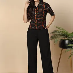 OMPAX Embroidered Shirt Collar Neck Shirt With Trousers Co-Ords-image-44