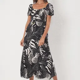 Trendyol Women Floral Print Puff Sleeve A-Line Midi Dress-image-23