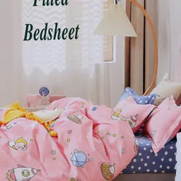 Aura Pink & Blue Printed 350 TC King Bedsheet Set- 2.50 m X 2.15 m-image-87
