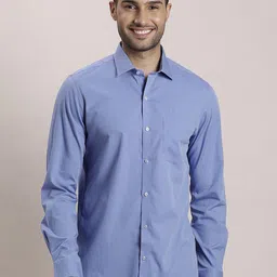 Turtle Men Classic Spread Collar Textured Cotton Slim Fit Formal Shirt-image-28