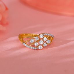 GIVA Women 14K Gold Graceful Wave Diamond Ring 2.65 g-image-14