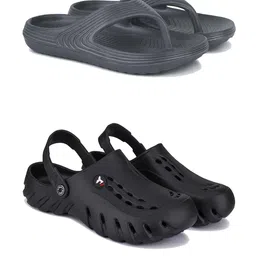 DRACKFOOT Men Set Of 2 Stylish Clogs & Thong Flip-Flops-image-84