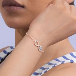 TOUCH925 Women Silver Cubic Zirconia Rose Gold-Plated Link Bracelet image 4