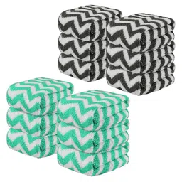 Kuber Industries 12 Pcs Green & Grey Printed  Face Towel-13