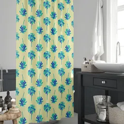 ArtzFolio Yellow and Green Floral Printed Waterproof Shower Curtain-9