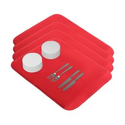Aura 4-Pcs Red Floor Microfiber Crockery Dish Drying Kitchen Mats-25