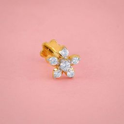 GIVA 14KT Gold Floral Charm Nose Stud With Lab-Grown Diamond-picture-7