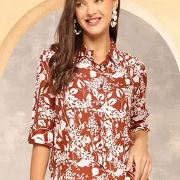 Anouk Rustic Women Floral Printed Shirt Collar Cotton Top-image-89