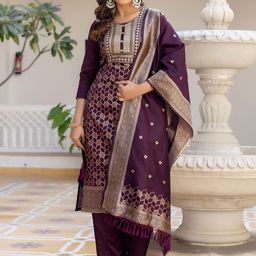 SKYLEE Women Regular Sequinned Kurta with Trousers & With Dupatta-1