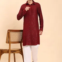 Pro-Ethic STYLE DEVELOPER Men Regular Sequinned Kurta with Pyjamas image 2