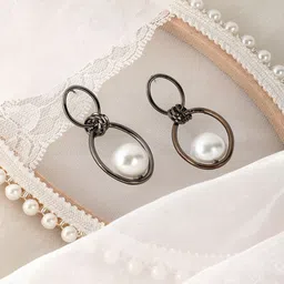 DressBerry Pearls Beaded Oval Shaped Drop Earrings-18