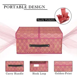 Kuber Industries Maroon 5 Pieces Foldable Double Lid Multi-Utility Organisers image 5