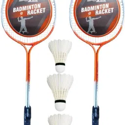 spo zone Badminton Combo Kit Set Of 2 Piece Racquet With 3 Piece Feather Shuttle With Net Badminton Kit image 2