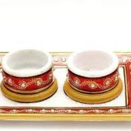 Marble Decorative Handcrafted 2 Tray, Container Serving Set-image-75