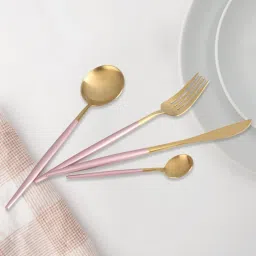 Premium Silver Dinnerware Set Includes Dinner Knife/Fork/Spoon With Pink Handle Stainless Steel Cutlery Set-26