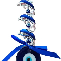 Dolphin Evil Eye Pendant Decoration Wall/Door Hanging Ornament Amulet - Car,Home Crystal Windchime-3