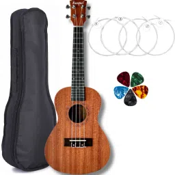24Inch Acoustic Ukulele Solid Mahogany Top with Bag Guitar Picks and String Concert Ukulele-image-74