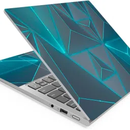 Techfit HD Printed Easy to Install Full Panel Laptop Skin/Sticker/Stretchable Vinyl/Cover for all Size Laptops upto 15.6 inch No Residue, Bubble Free - Cyan Neon Pyramids Self Adhesive Vinyl Laptop Decal 15.6-image-84
