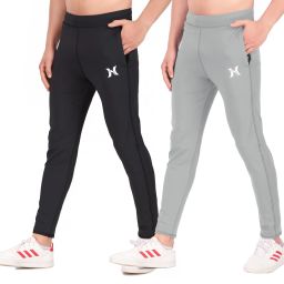 Pack of 2 Men Printed Black, Grey Track Pants-image-47
