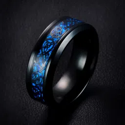 Dragon Celtic Inlay Polish Finish Black Base Titanium Steel Ring for Men and Boys Stainless Steel Titanium Plated Ring-image-82