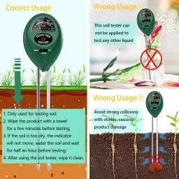 balrama Soil Tester Plant Moisture Meter Light and PH Tester for Garden Farm Lawn Plants 3-in-1 Soil Test Kit 3 in 1 Soil Moisture + Ph + Light Measurement PH Meter Pin-Type Analog Moisture Measurer image 3