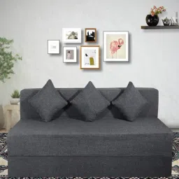 seventh heaven Rest Mantra 8 Inch PU Foam (72x72) 3 Seater Sofa Cum Mattress In Dark Grey Colour-picture-2
