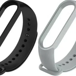 Asotai Soft Silicon Replacement Brand For Mi 5 And Mi 6 Pack of 2 (Black and Grey) Smart Band Strap-1