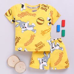 YK X Tinyo Infant Boys Bugs Bunny Printed Pure Cotton T-shirt with Shorts-image-24