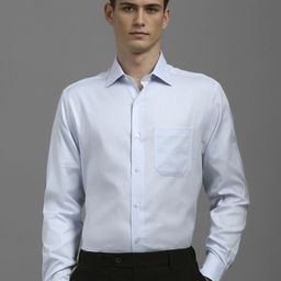 Louis Philippe Men Classic Slim Fit Spread Collar Textured Cotton Formal Shirt-image-101