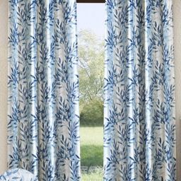 Home Sizzler Blue & White 2 Pieces Floral Door Curtain-12