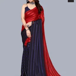 Moda Rapido Set of 2 Striped Satin Sarees-picture-27