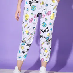 DIMPY GARMENTS Women Typography Printed Comfort Slim Fit Joggers Trousers-image-57