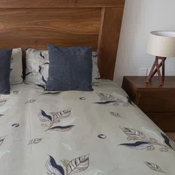 HARYANA HOOPS Beige & White Floral Printed 220 TC Queen Bedsheet Set 2.36m x 2.05m-image-35