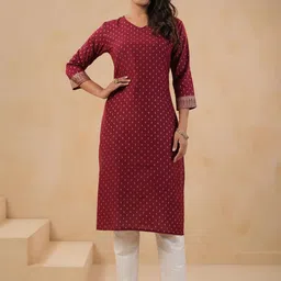 Span Women Printed Pure Cotton Straight Kurta with Trousers-picture-38