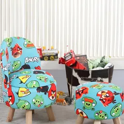 Shadowkart Set Of 2 Blue & Green Graphic Printed Wooden Ottomans-17
