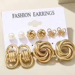 DIVASTRI Set Of 5 Gold-Plated Circular Shaped Studs image 3