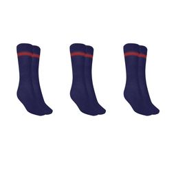 MUKHAKSH Girls Pack Of 3 Navy Blue With Red Stripes Calf Length Cotton long socks-picture-12