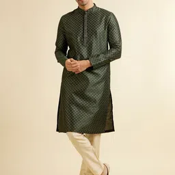 Manyavar Men Embroidered Regular Sequinned Kurta with Pyjamas-picture-16